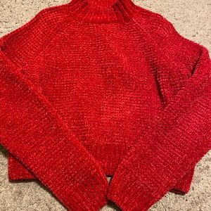 red turtle neck cropped sweater
